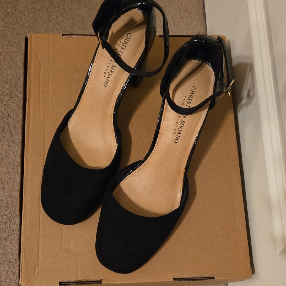 Christian Siriano Black Ankle Strap Heels